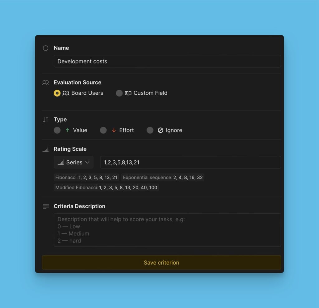 Configure criterion properties