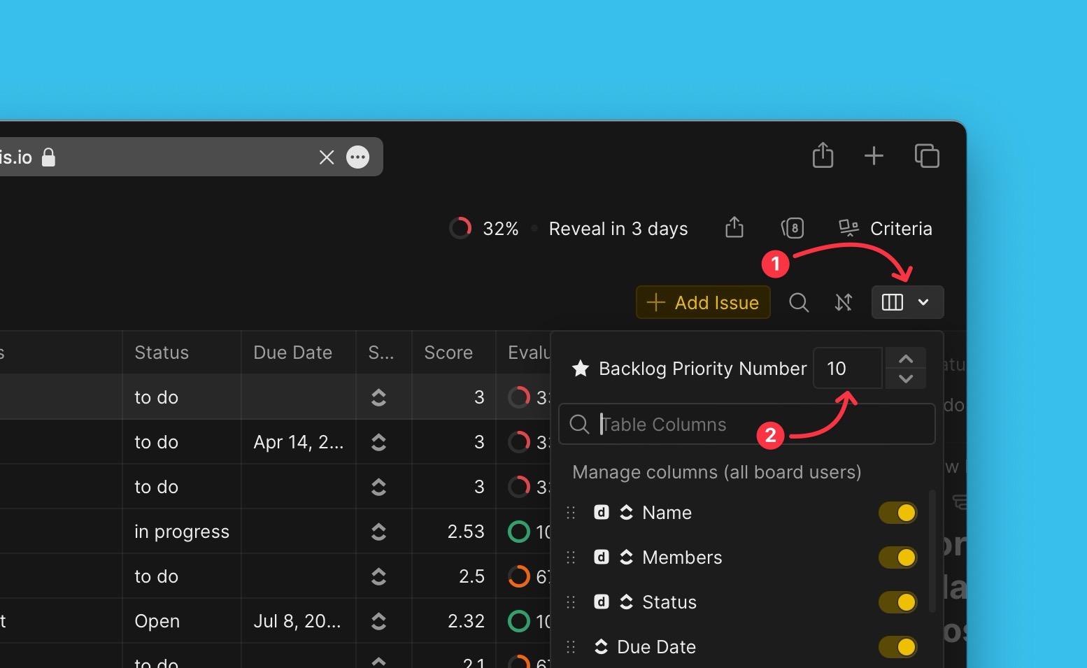 Top priority count setting