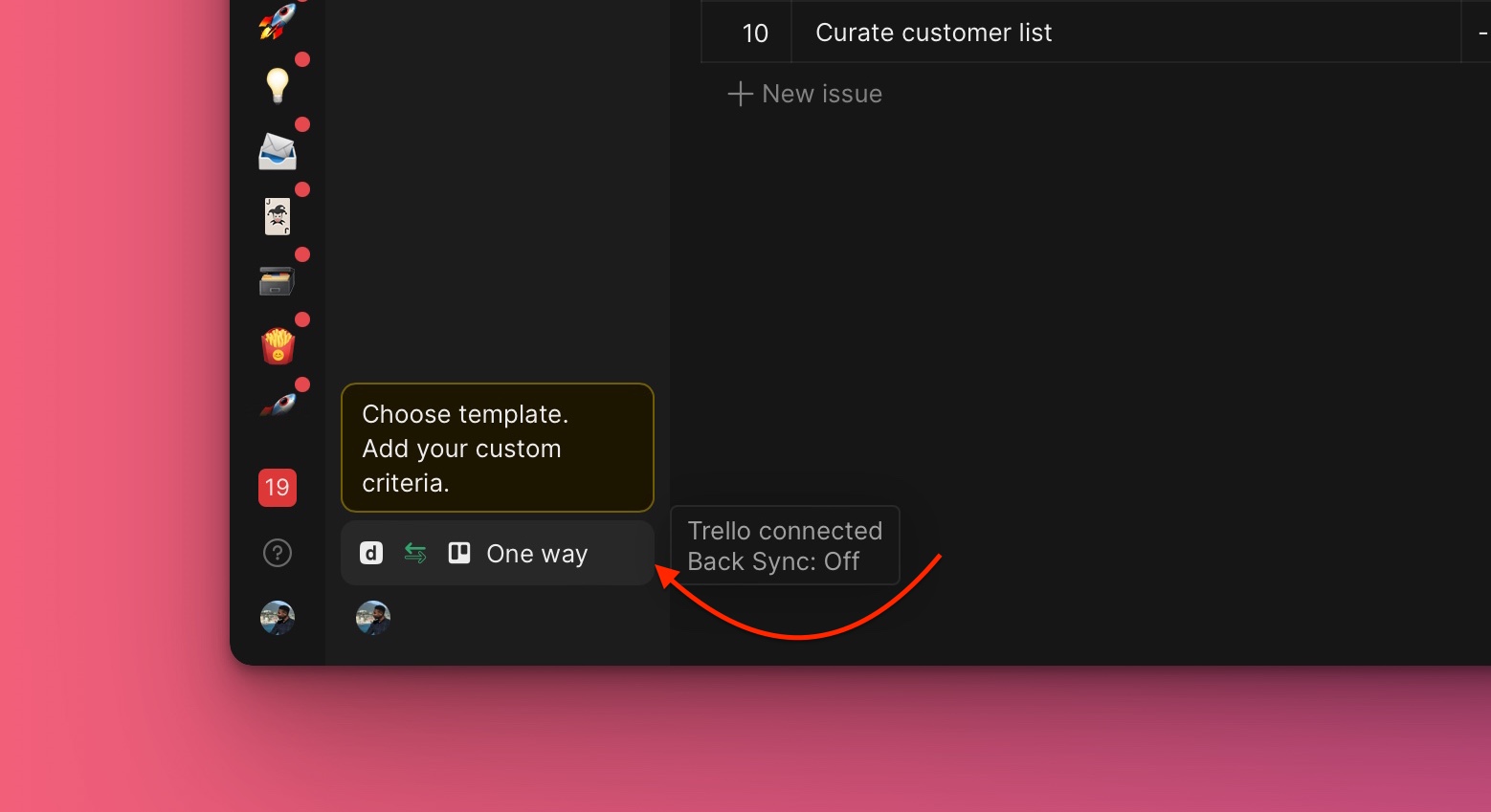 Menü für Backlog Management-Einstellungen