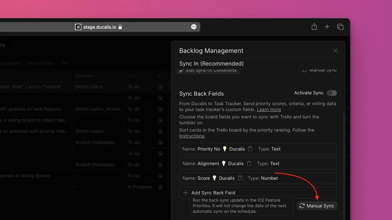 手動逆同期ボタン
