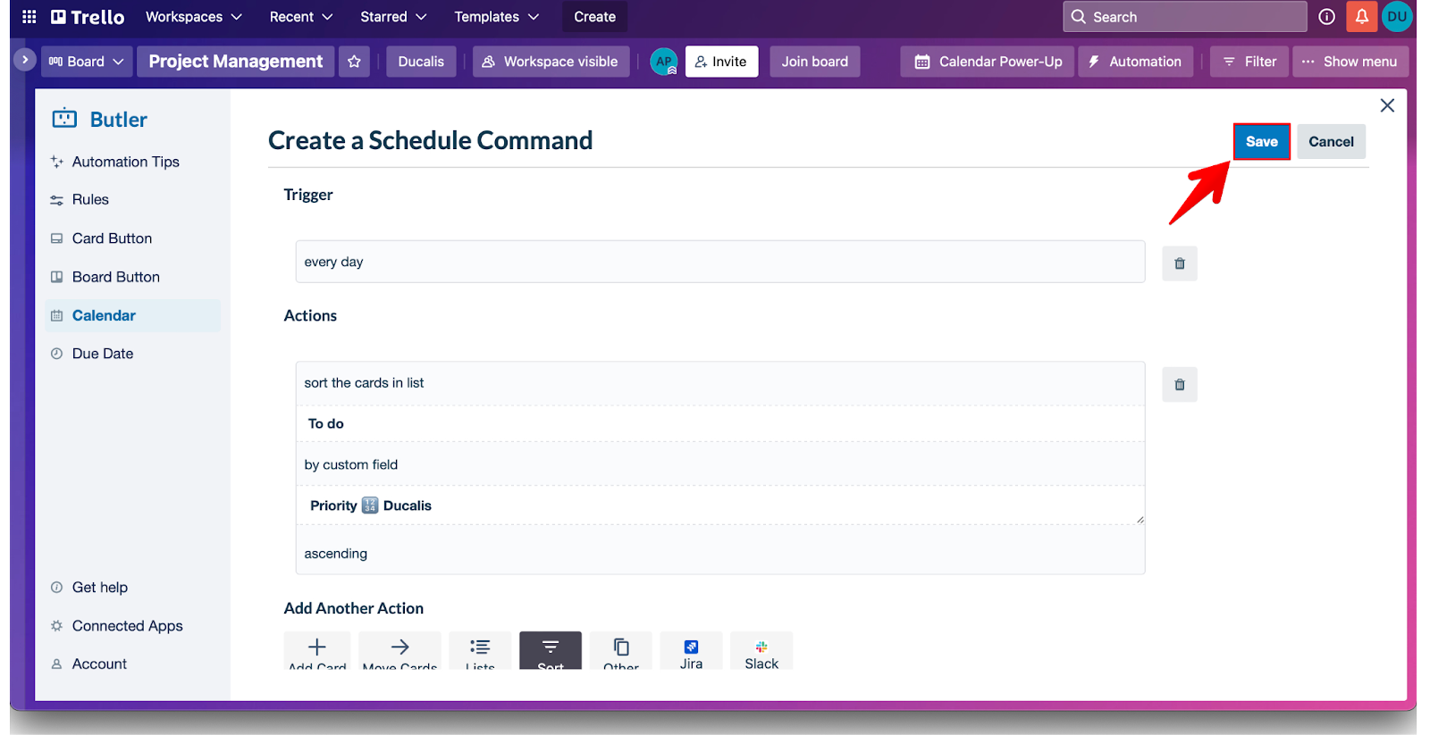 オートメーション保存ボタン