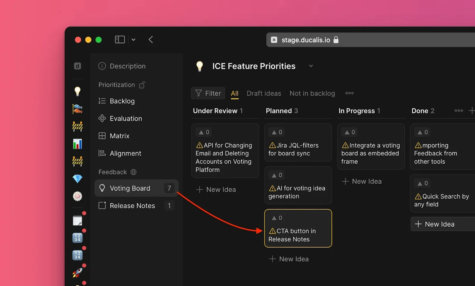 投票ボードのアイデアカード