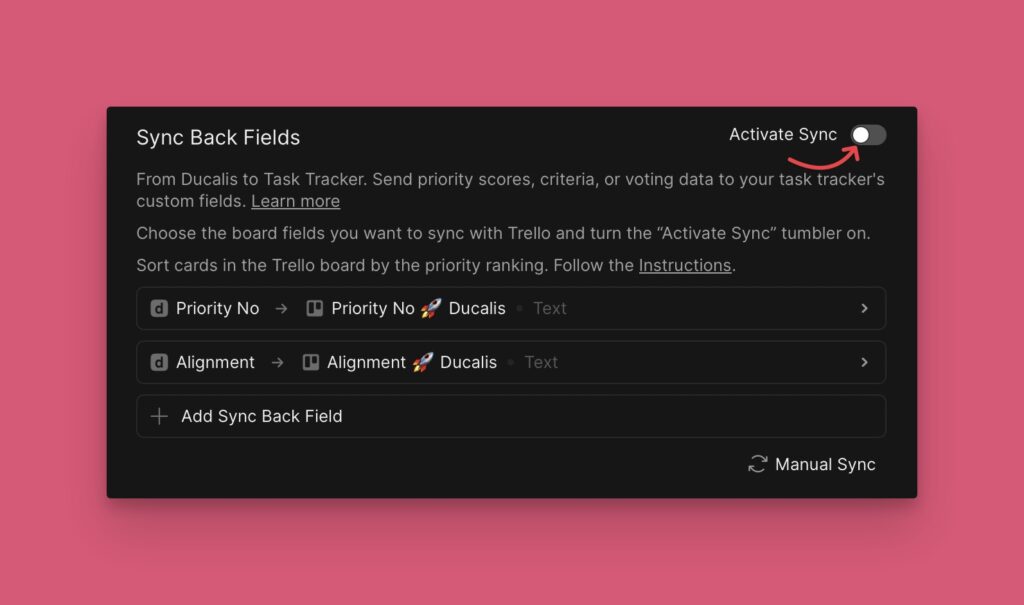 Option Aktiviere bidirektionale Synchronisierung
