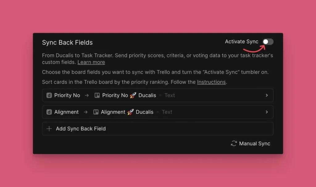 双方向同期を有効にするオプション