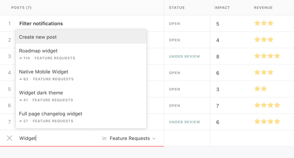 Canny prioritization interface showing basic scoring model
