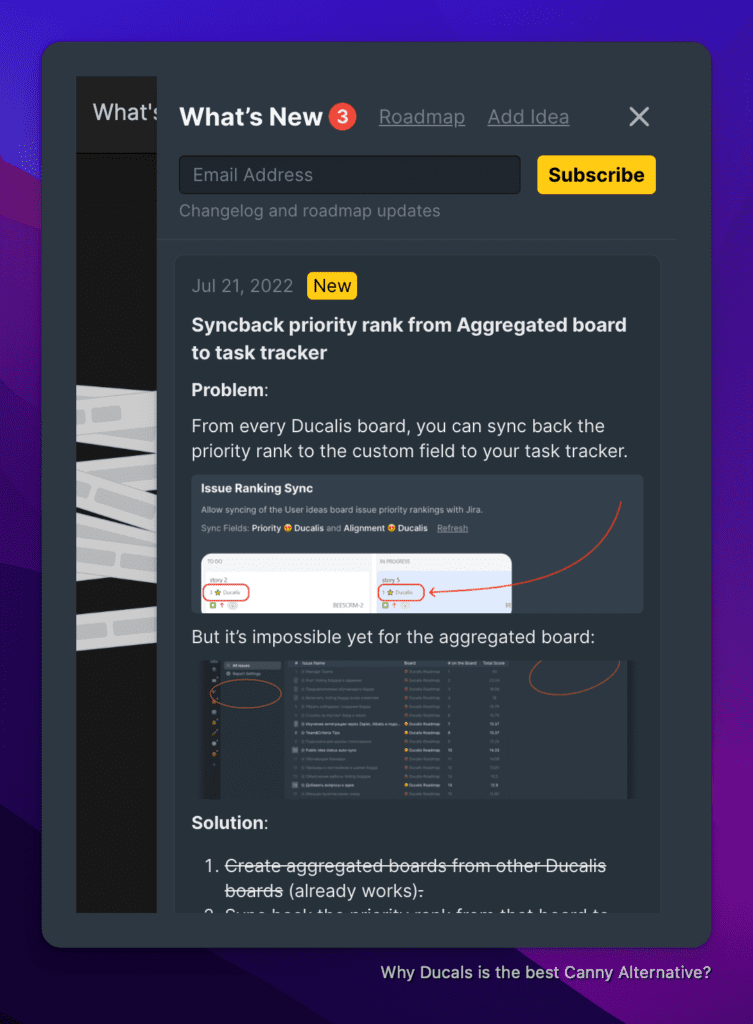 Product changelog showing automated release notes