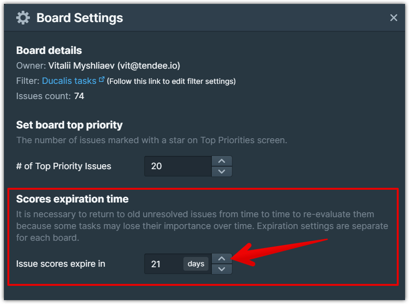 自動スコア有効期限設定