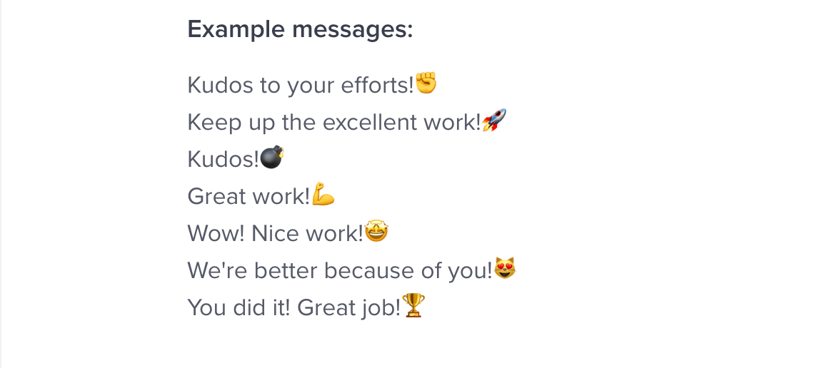 Slack reminder with appreciation message
