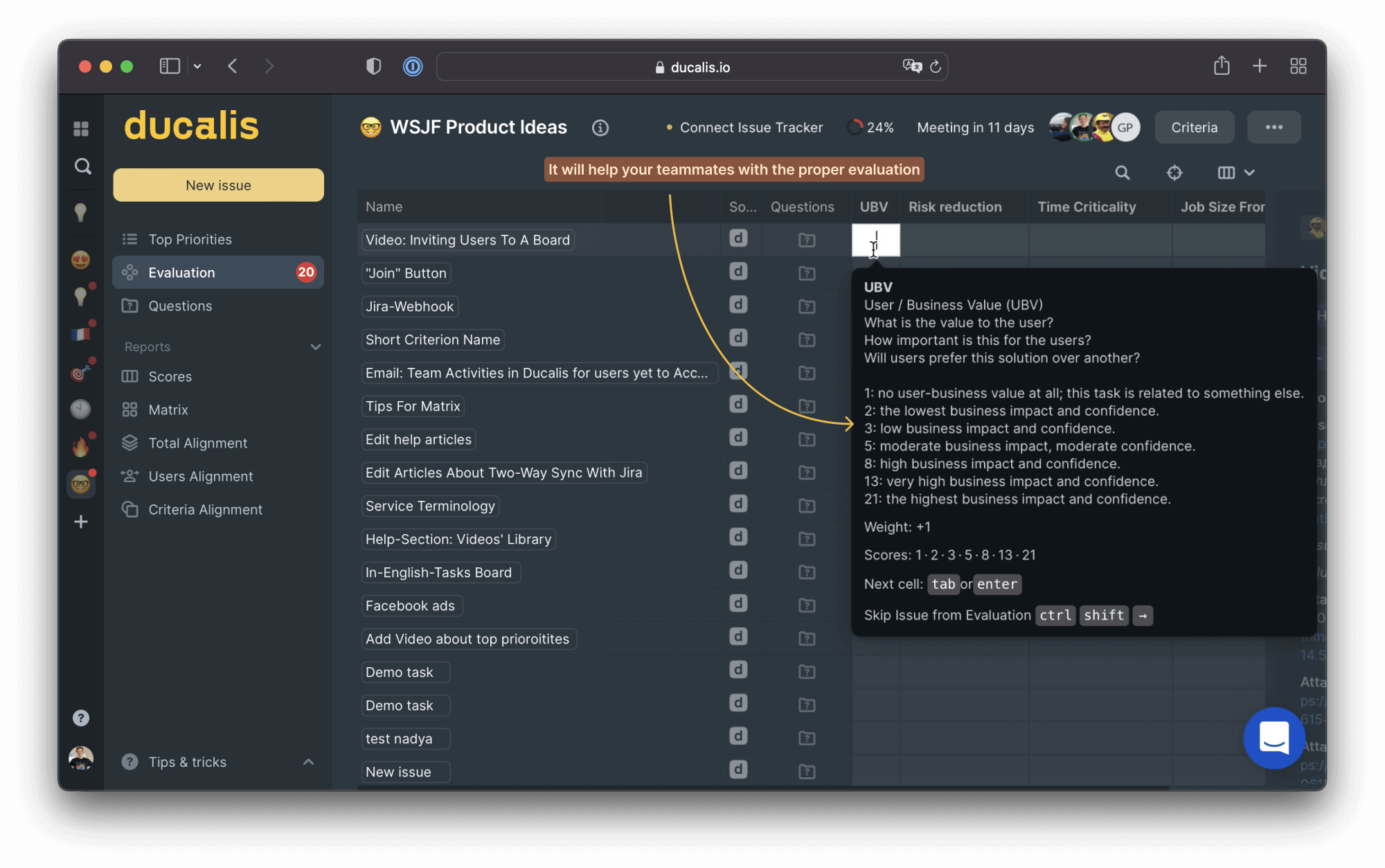 Guided evaluation with Criteria hints