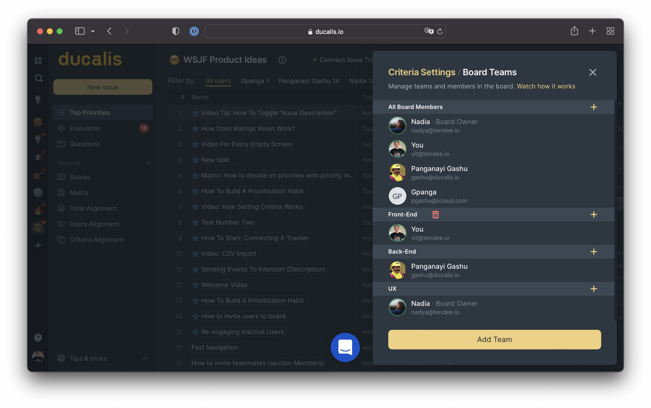チーム優先順位付けと評価