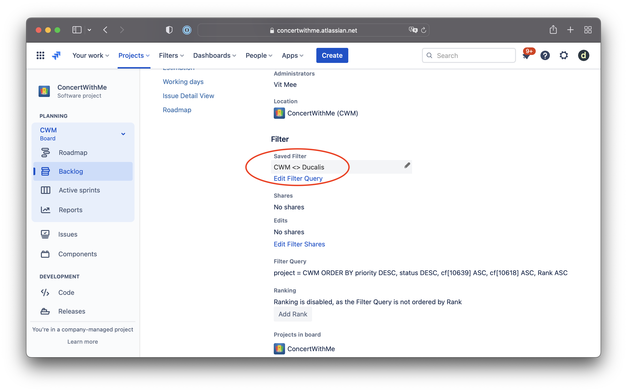 Apply Jira filter to a Board