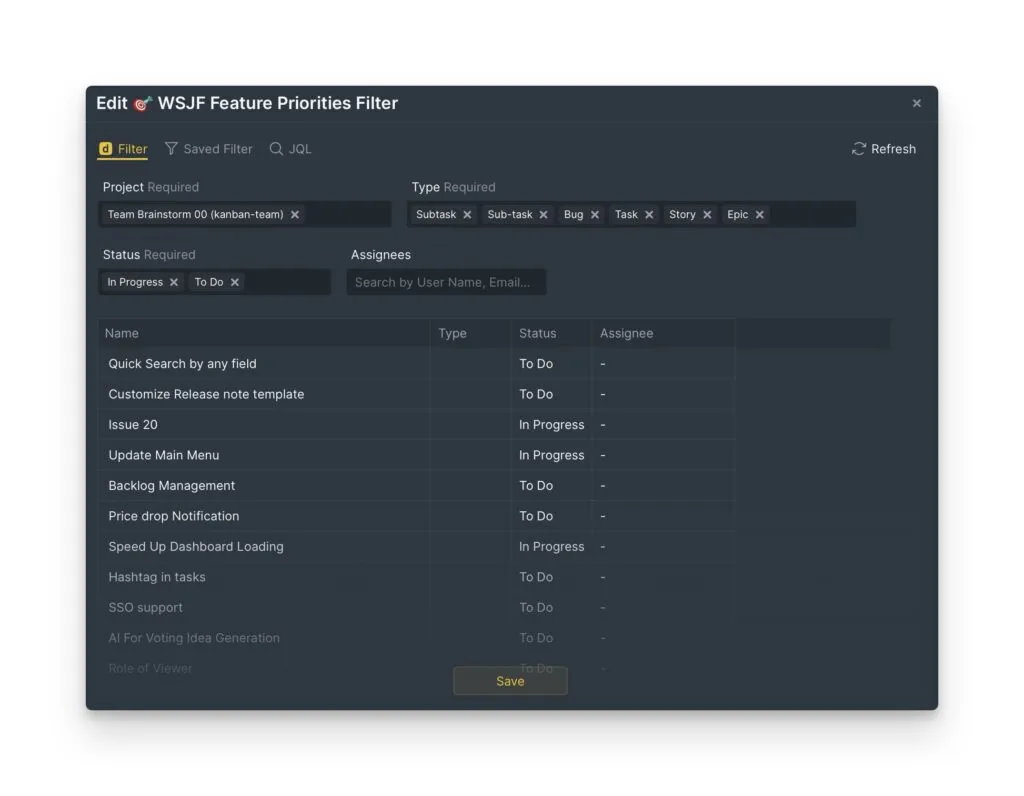 同期フィルタを編集