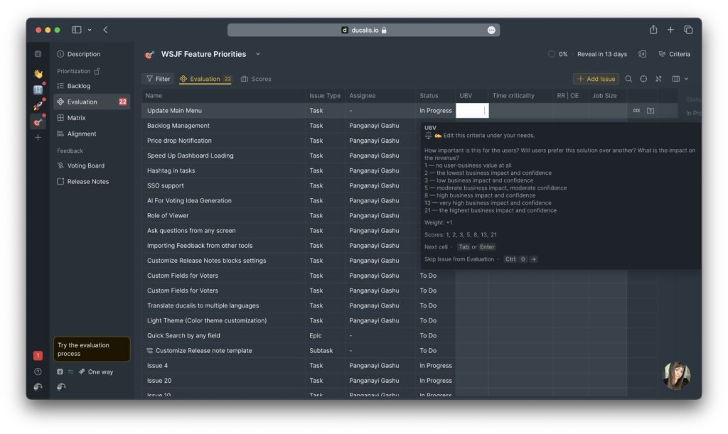 Evaluate backlog with WSJF
