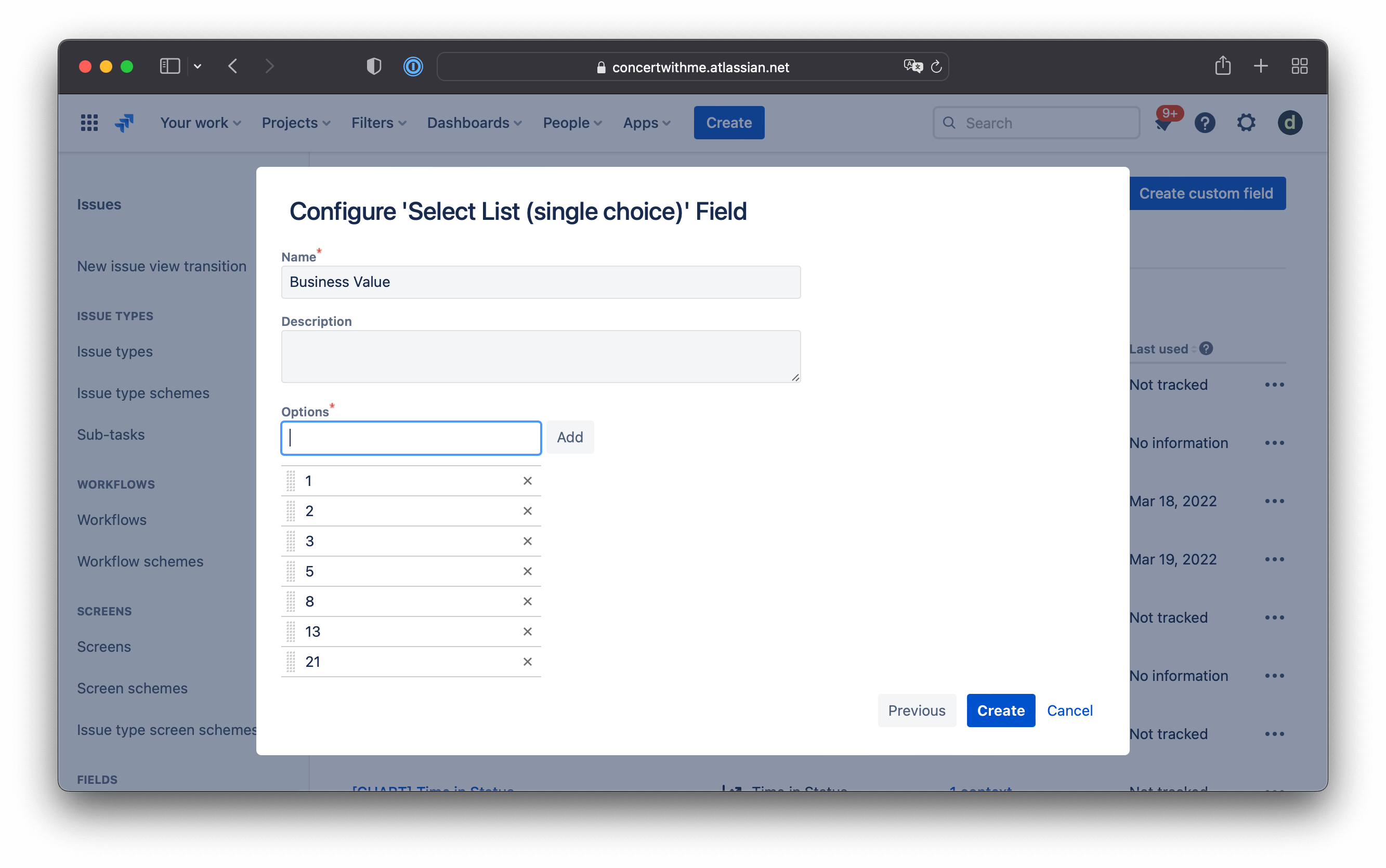 Jira Custom Field with Fibonacci Sequence