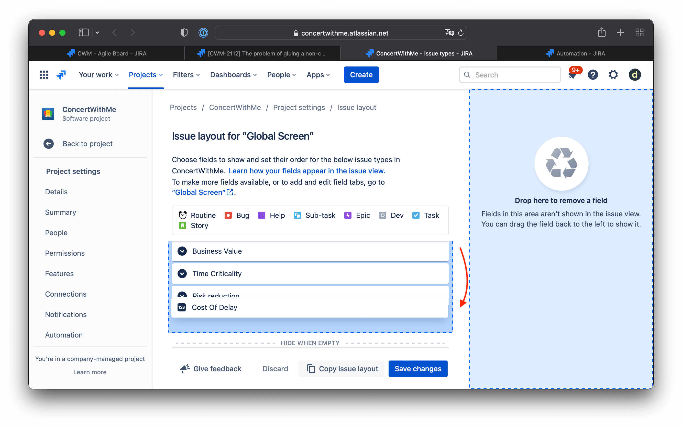 Reorder Custom Fields in Jira