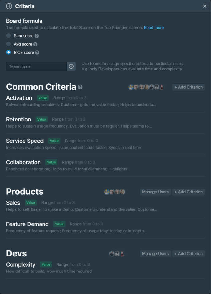 Criteria set for backlog grooming