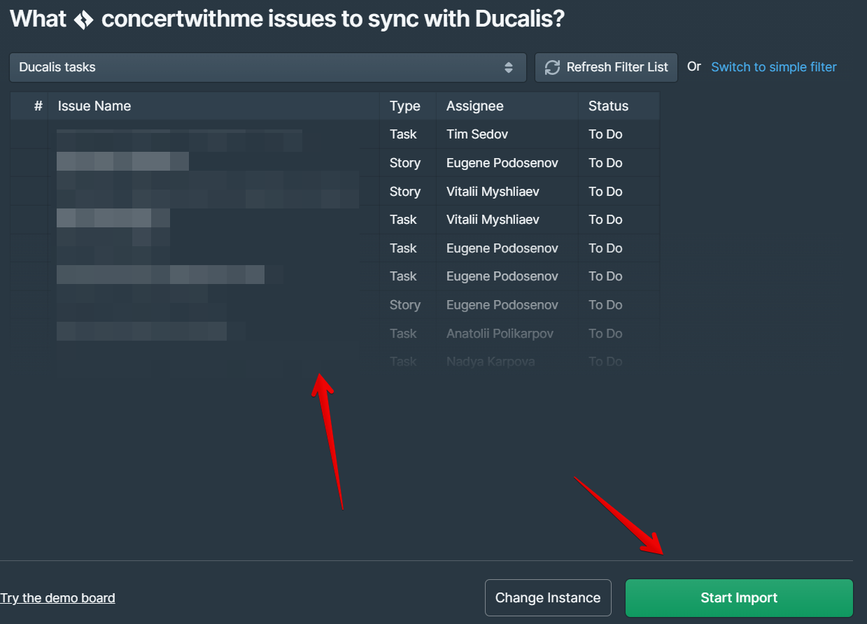 プレビューとインポート