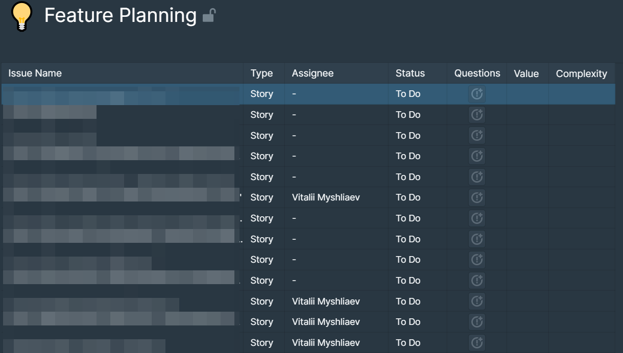 ボード上のインポートされた課題