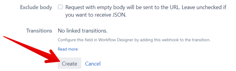 Create webhook button