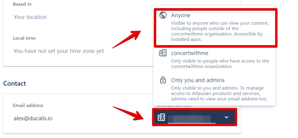 メール可視性変更