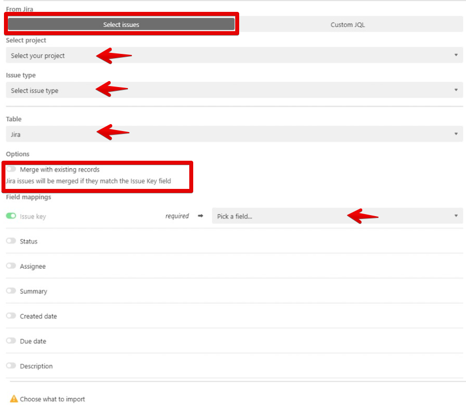 課題をインポートタブ