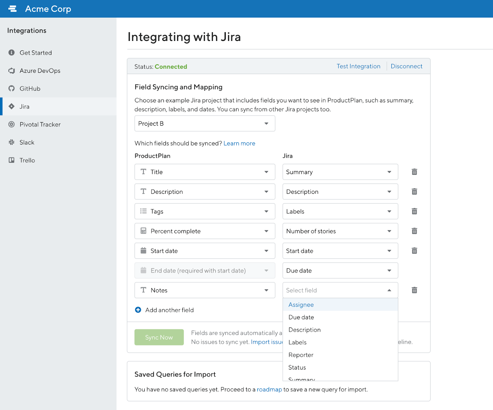 Custom field mapping