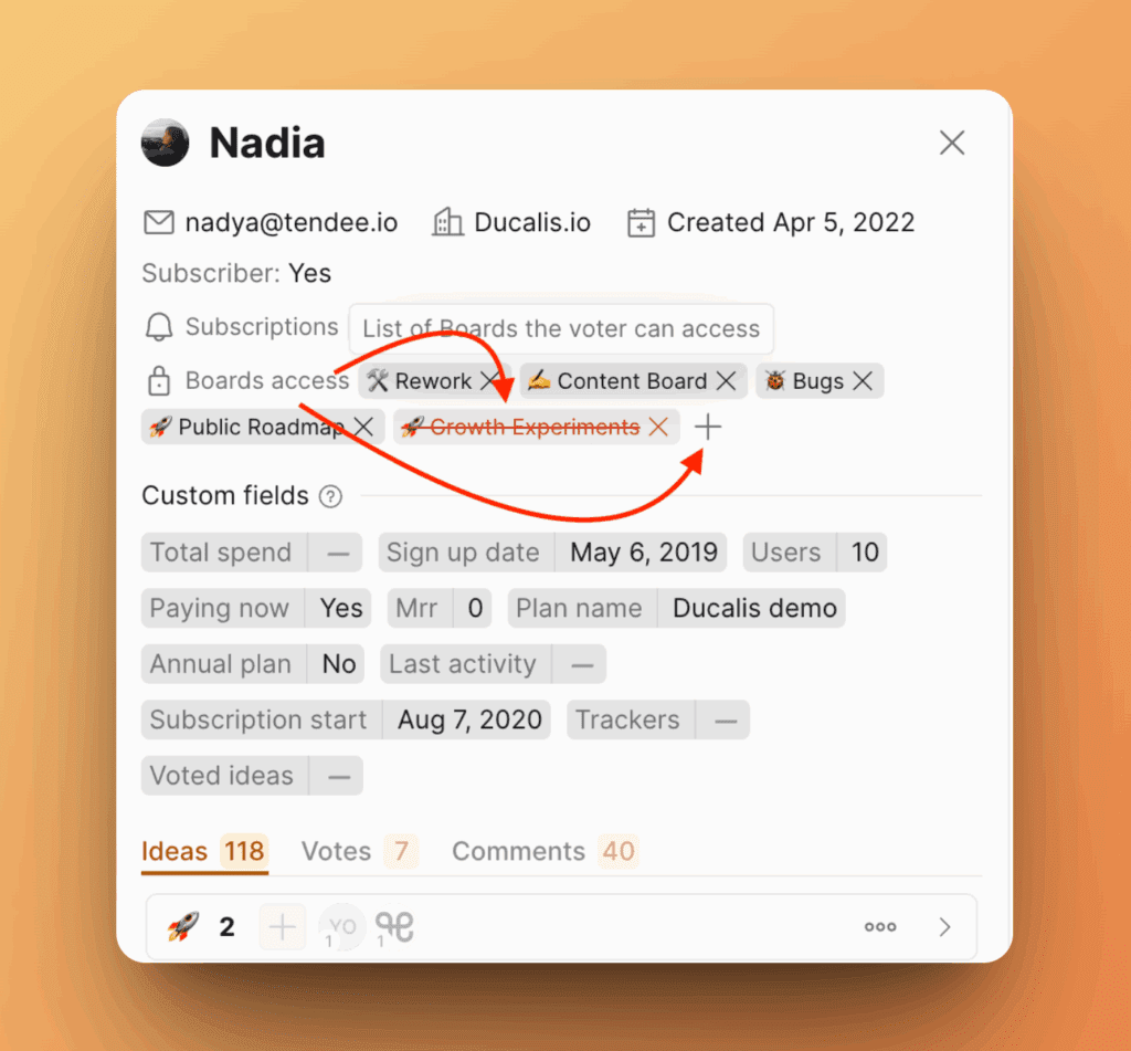Zugriffsverwaltungsbereich auf der Abstimmendenkarte