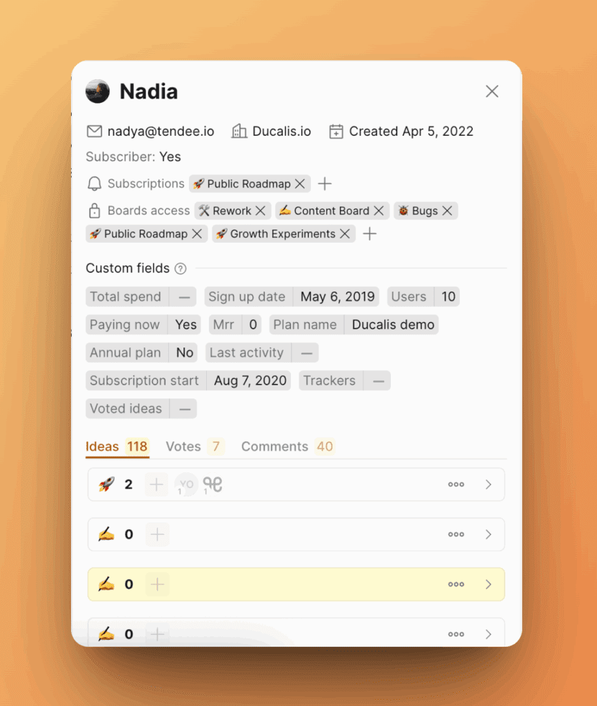 投票者の詳細情報を表示する投票者カード