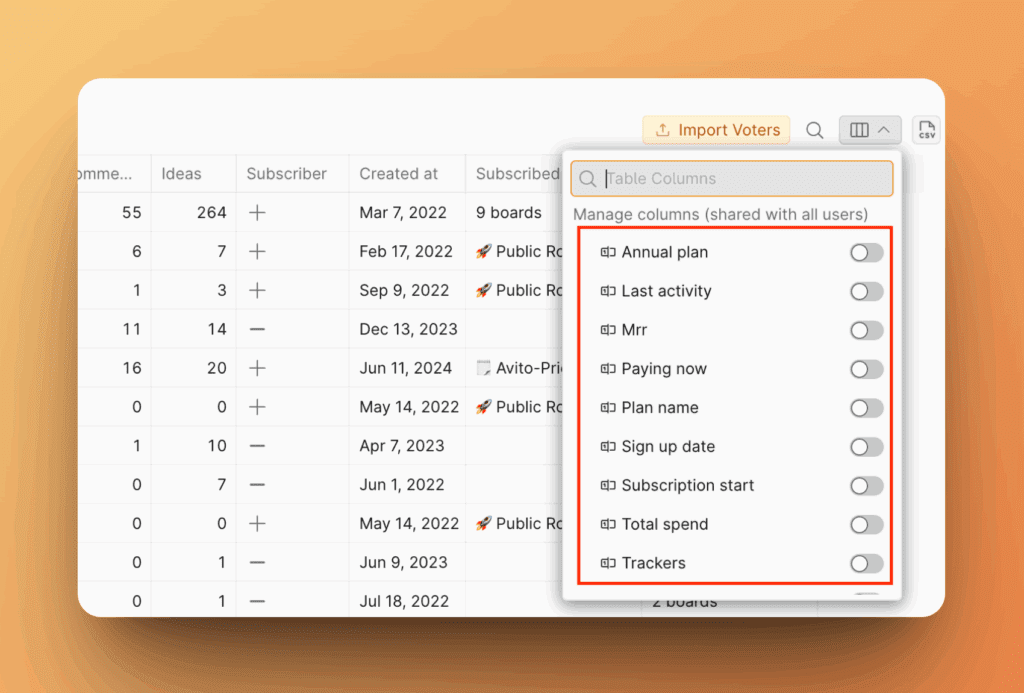 SSO または API で追加されたカスタム列