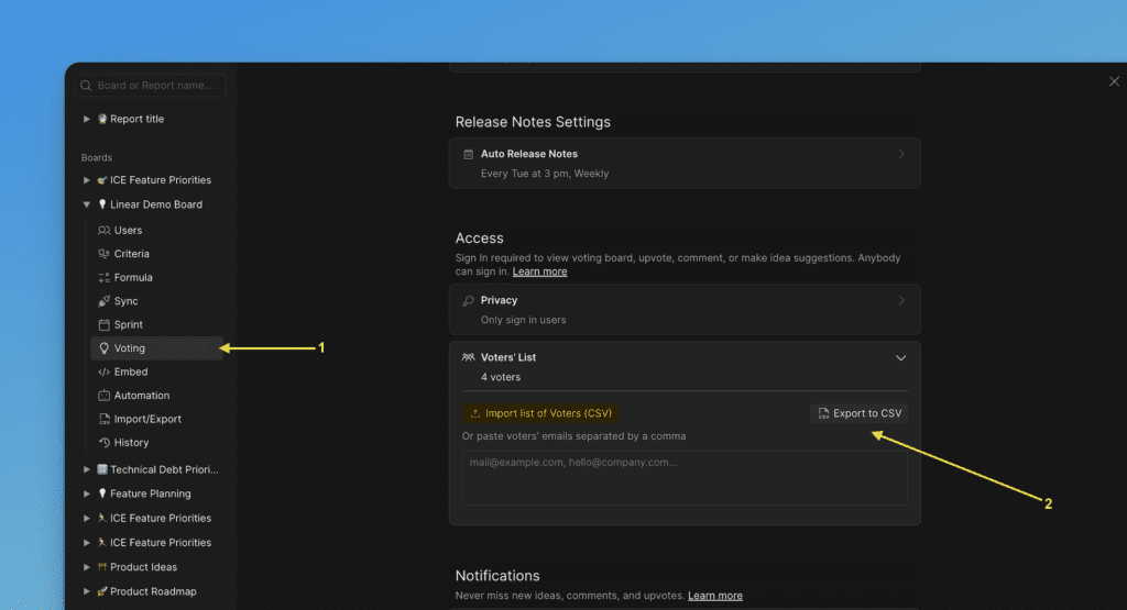 Voting-Board-Abonnentenliste