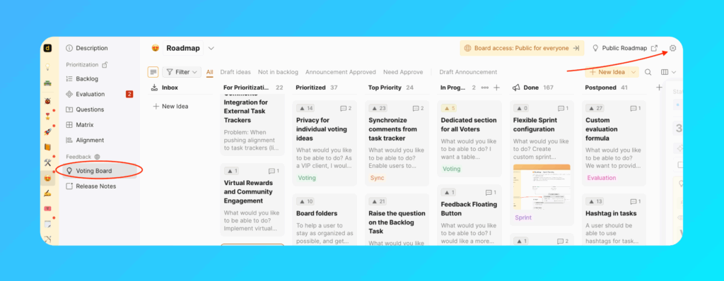投票ボード設定ページ