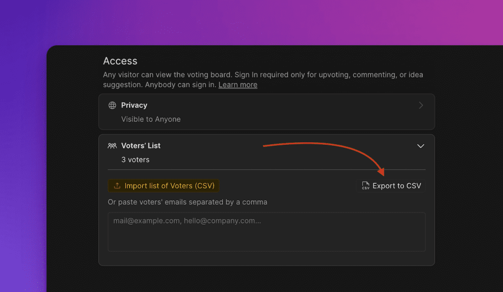 投票者リストの CSV エクスポートボタン
