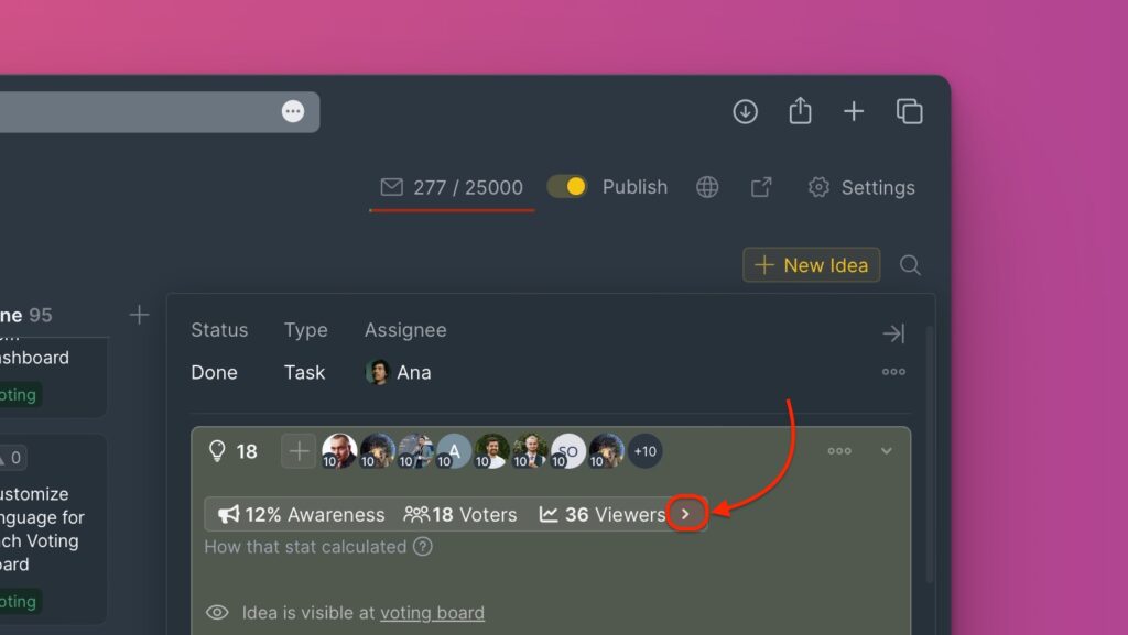 Erweitern-Symbol zum Anzeigen der detaillierten Benutzerliste