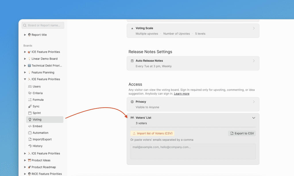 アクセス設定のある投票セクション