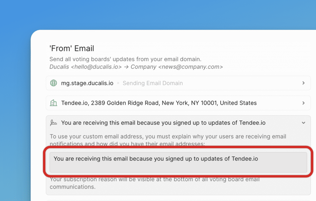 Feld für E-Mail-Begründungstext