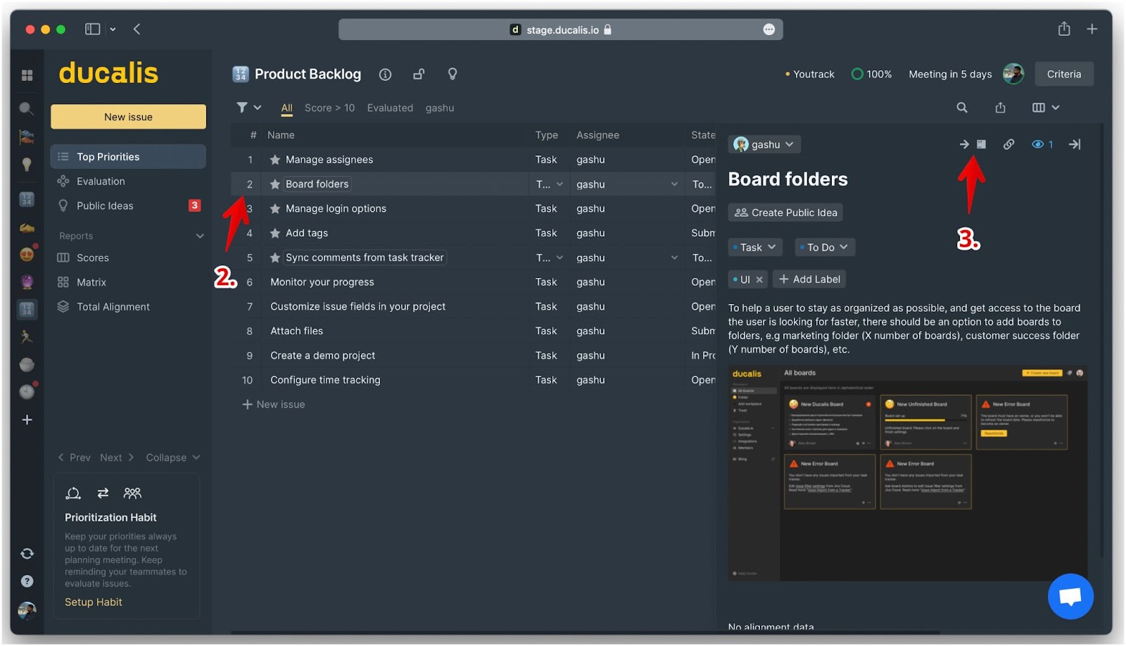 Schaltfläche Push to YouTrack auf der Issue-Karte