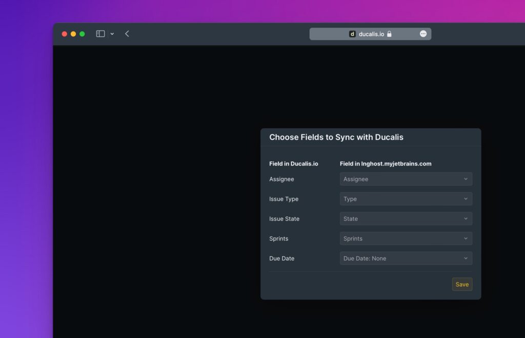 Oberfläche für Feldzuordnung