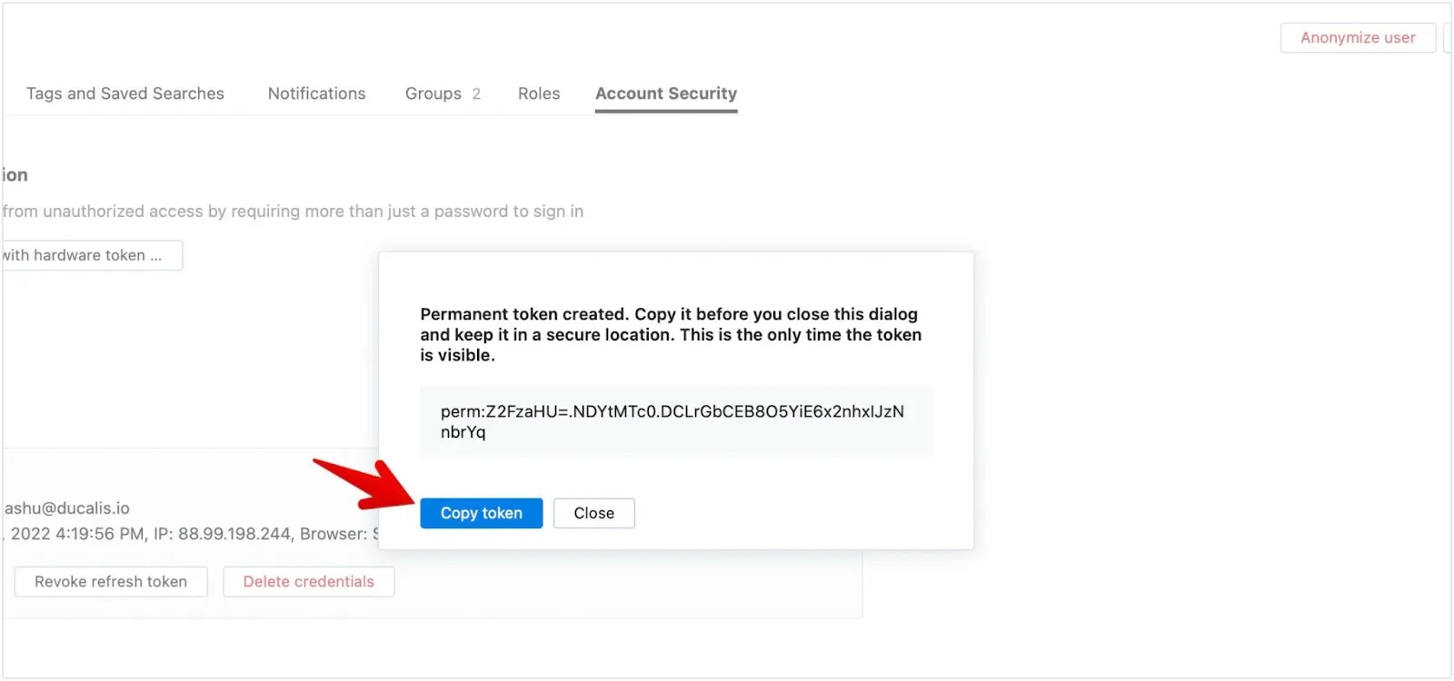 トークンコピーボタン