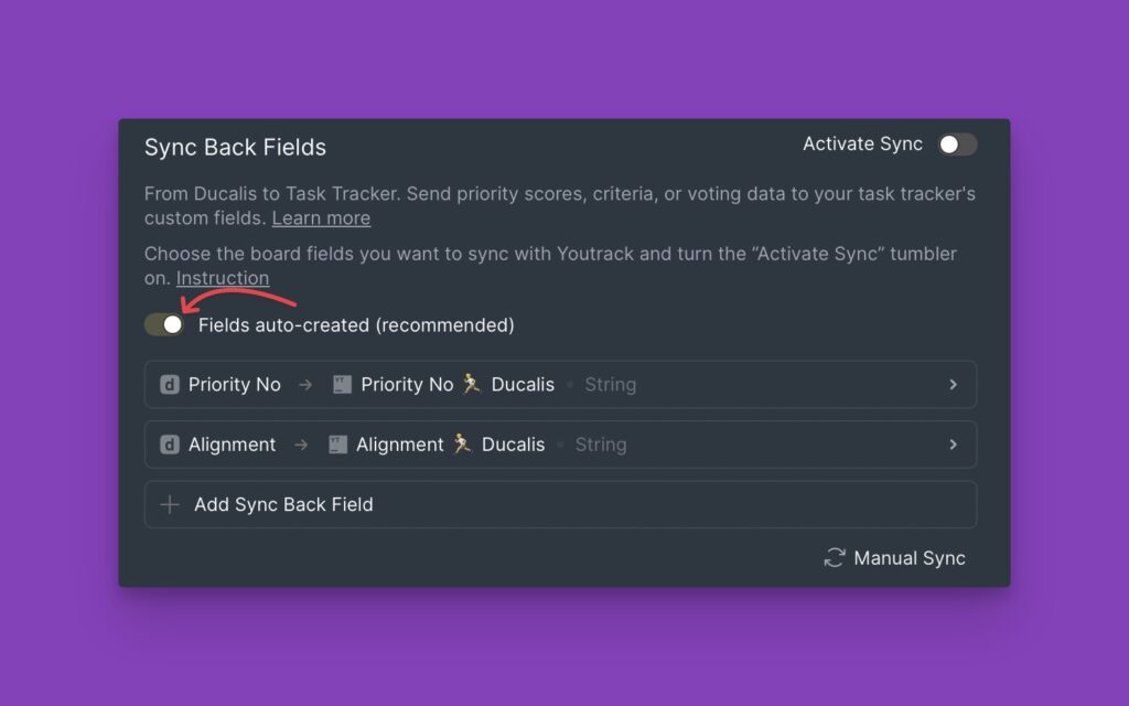 Auto-Erstellung-Toggle aktiviert