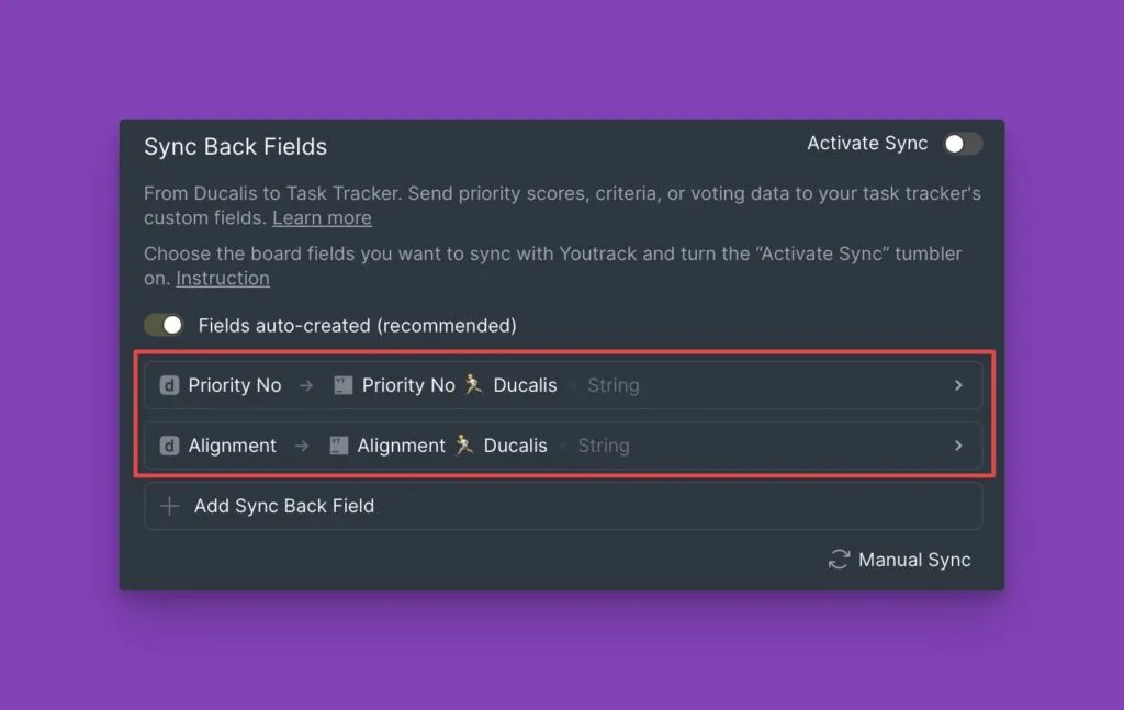 デフォルト同期フィールド
