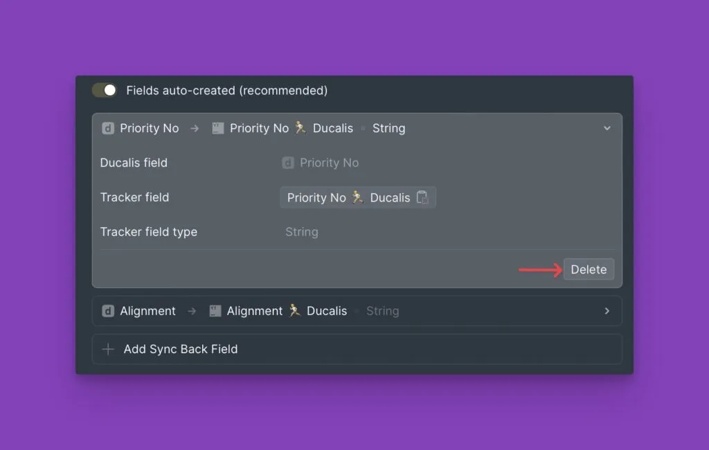 フィールド削除ボタン