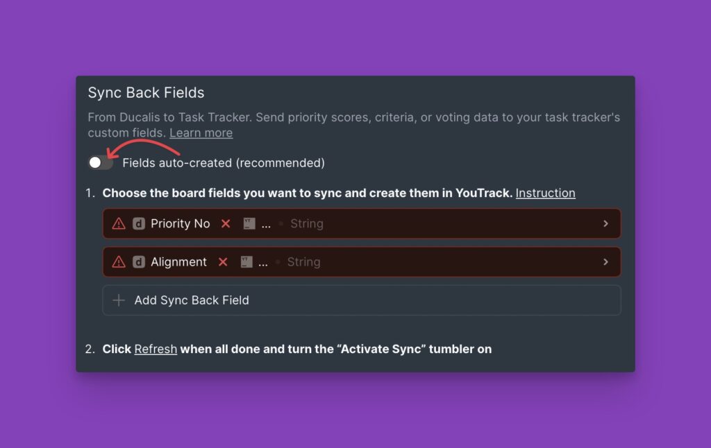 Auto-Erstellung-Toggle deaktiviert