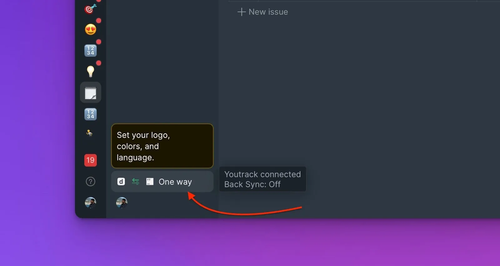 サイドバーの同期アイコンの位置