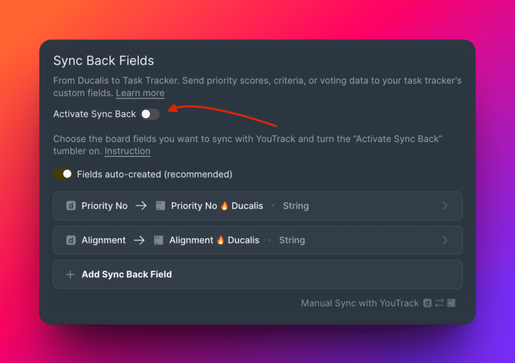 Sync-Toggle aktivieren