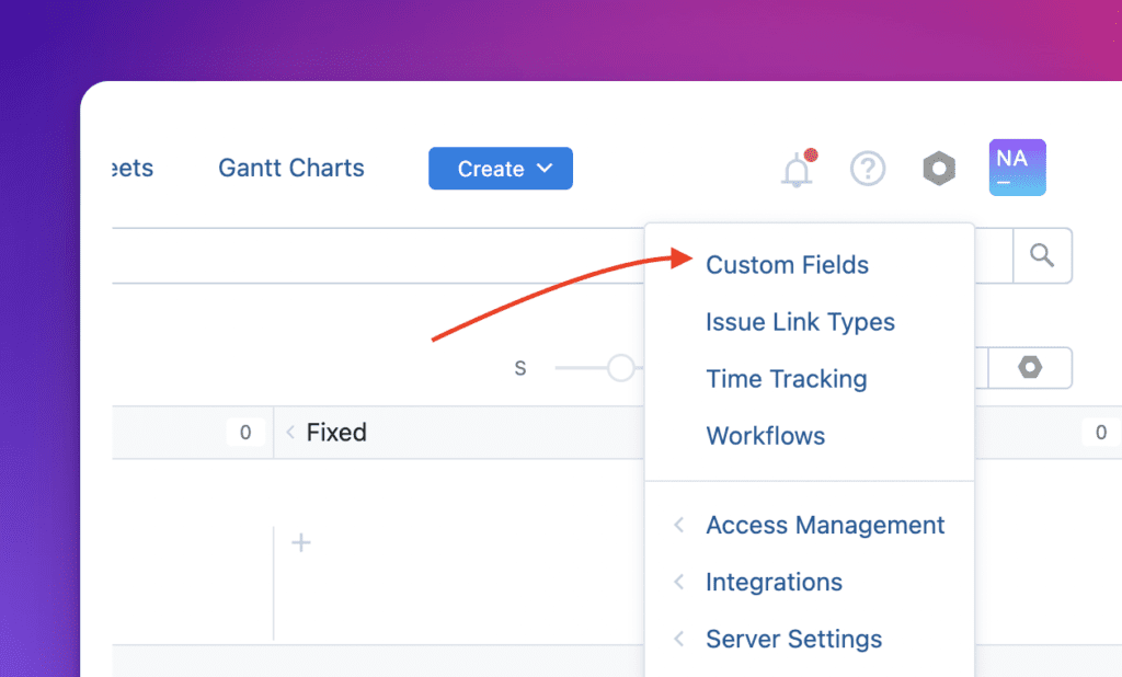 YouTrack 設定メニュー