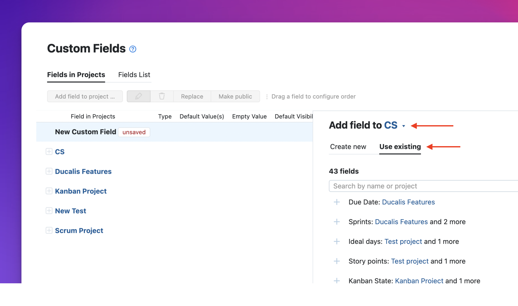 Feld-zum-Projekt-hinzufügen-Dialog