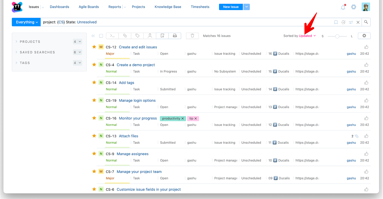 Sortierattribut-Auswahl
