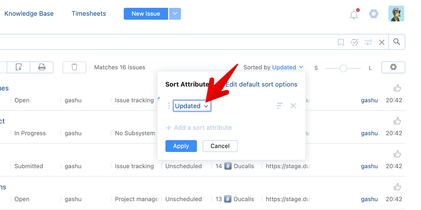 Aktuelles Sortierattribut