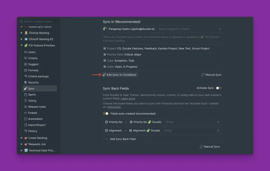 同期条件を編集ボタン