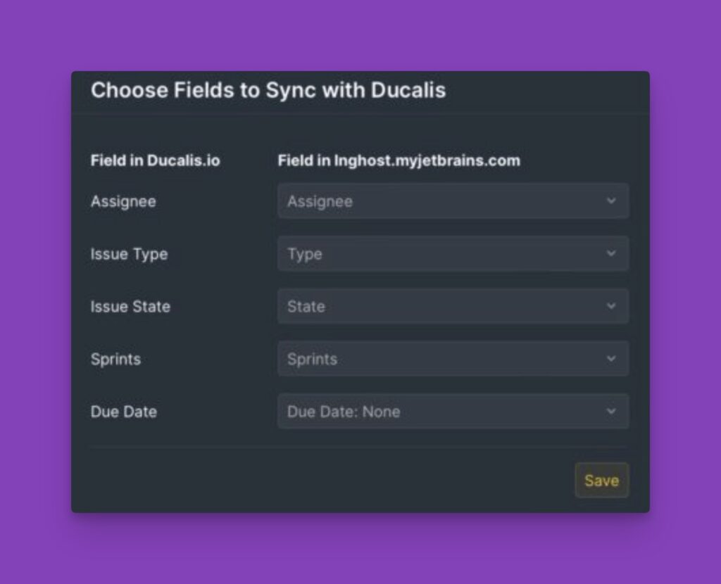 Feldzuordnung für YouTrack-Sync